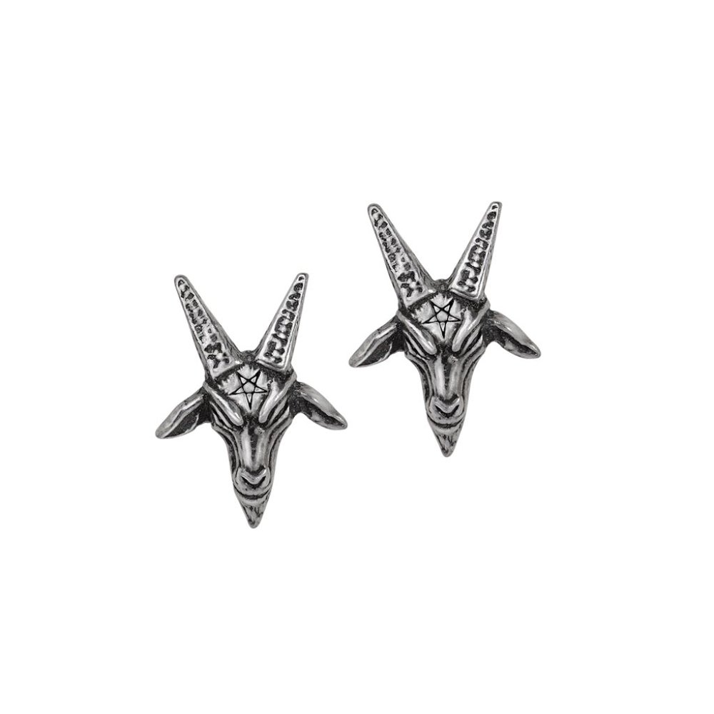 Alchemy Gothic Baphomet Goat Head Pentagram Earrings NWT